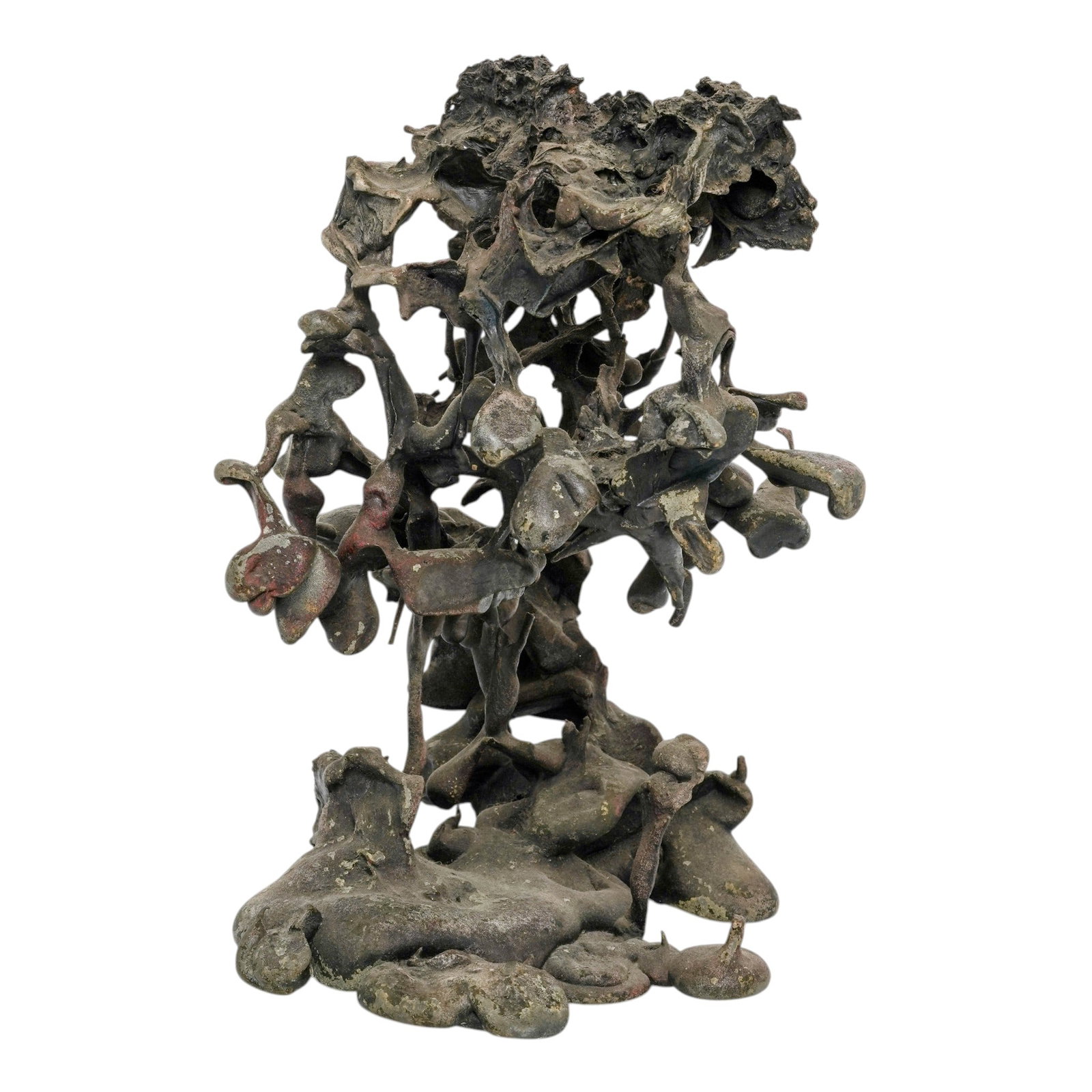 Scholar Chinese Patinated Iron Sculpture: Scholar Chinese Patinated Iron Sculpture 20th Cent The piece features an organic, highly perforated design that replicates a traditional Chinese Scholar's Rock (Gongshi), finished in a faux-patinated
