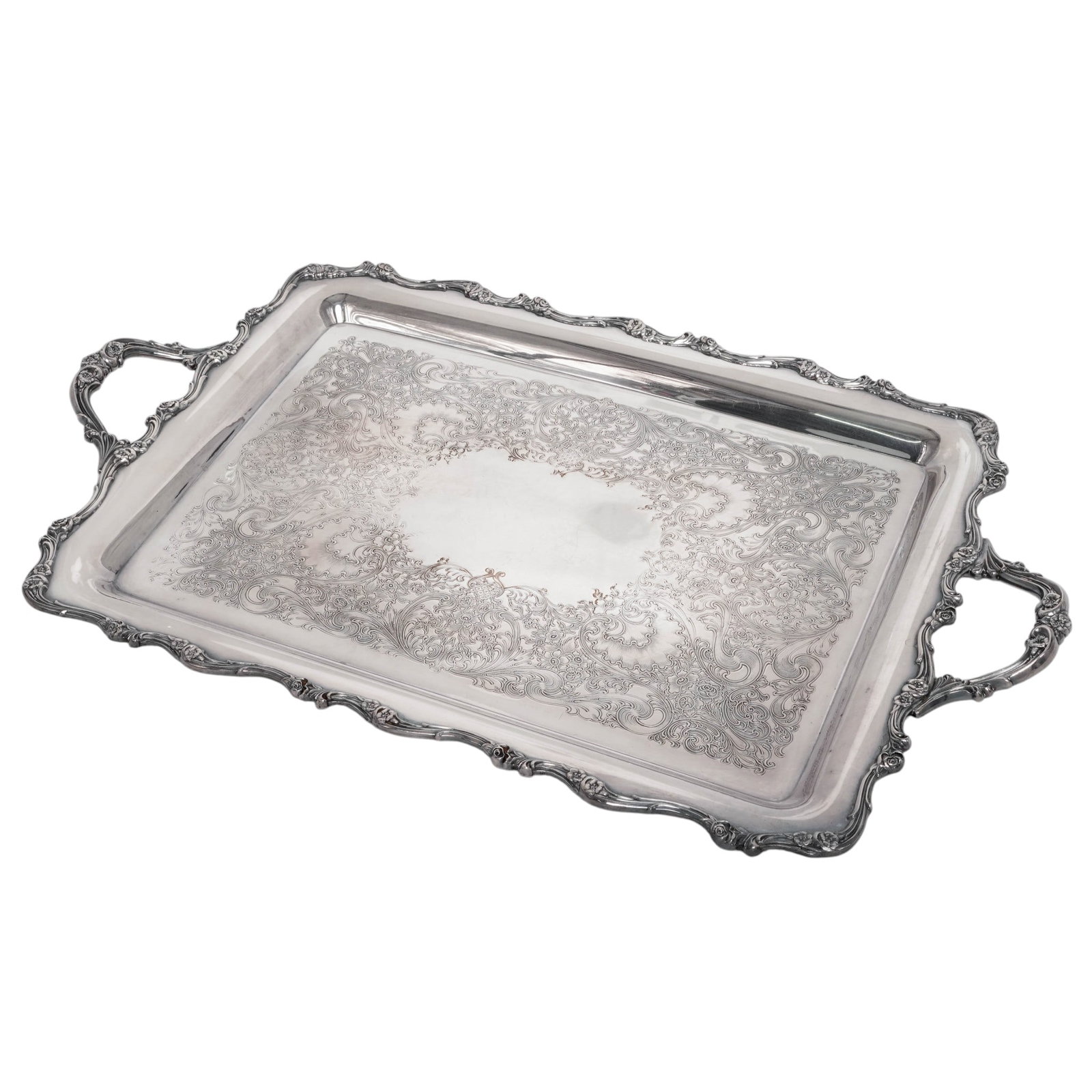 Antique Silver Plated WM Rogers and Co "American Rose" Platter (1 of 4)