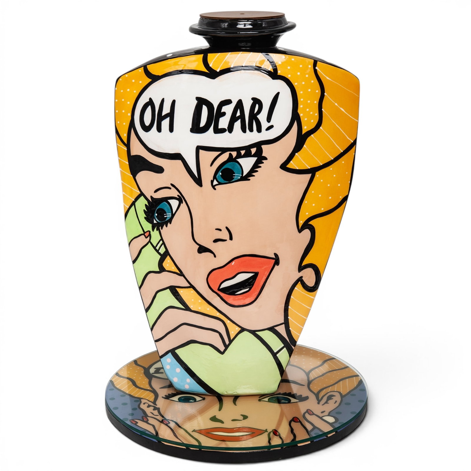 (2pc) Joanne De Lomba X Lotus International Inc. Art Vase & Tray (1 of 9)
