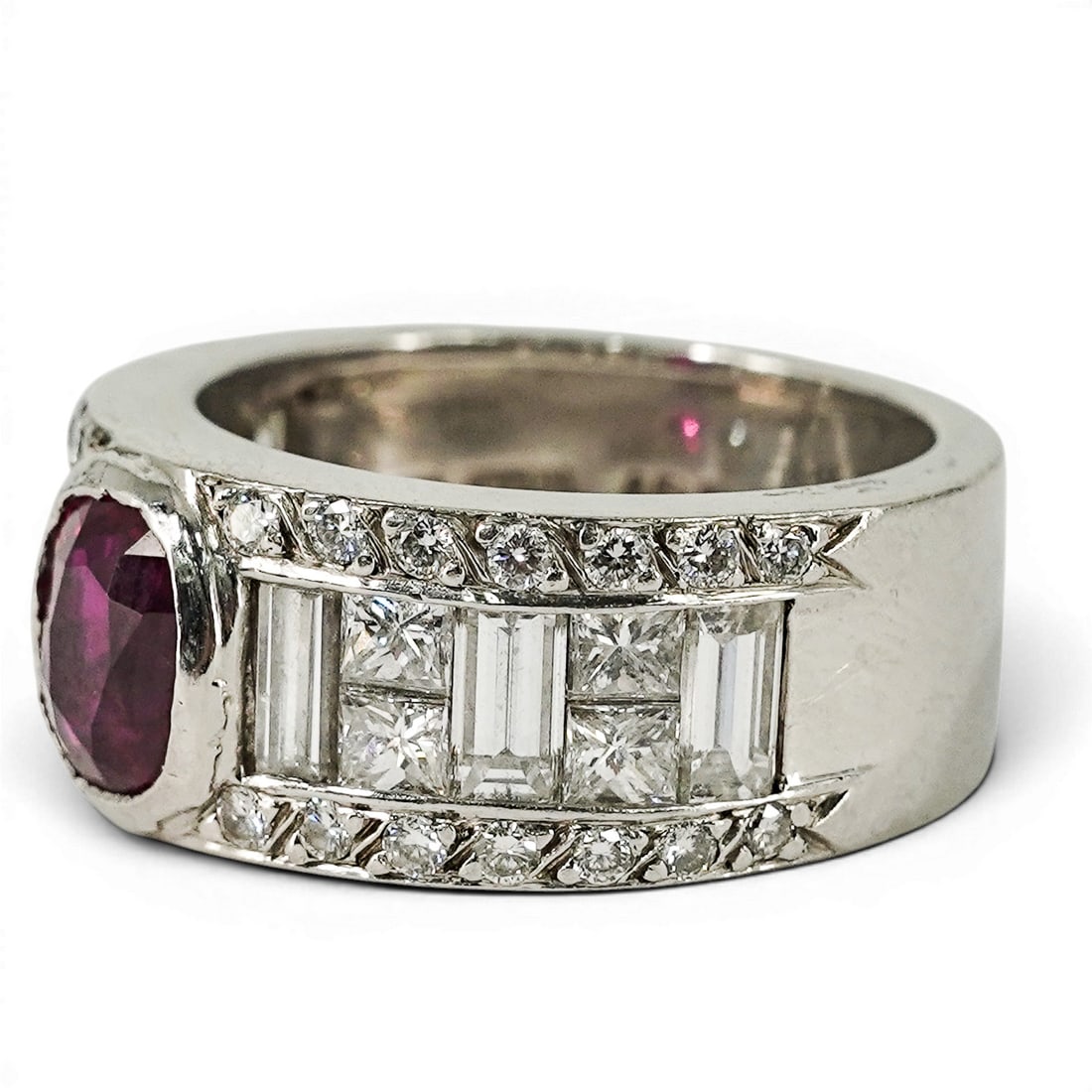 Platinum GIA Ruby & Diamond Ring - 2