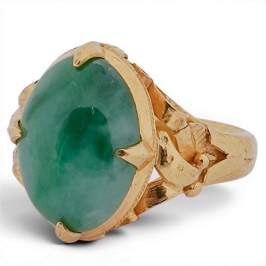 Vintage Chinese 18k Gold Jadeite Jade Ring (1 of 7)