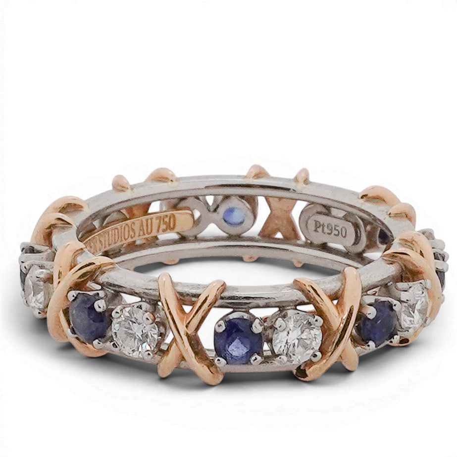 Tiffany & Co. Schlumberger 18k Gold & Platinum Sapphire & Diamond Ring - 2