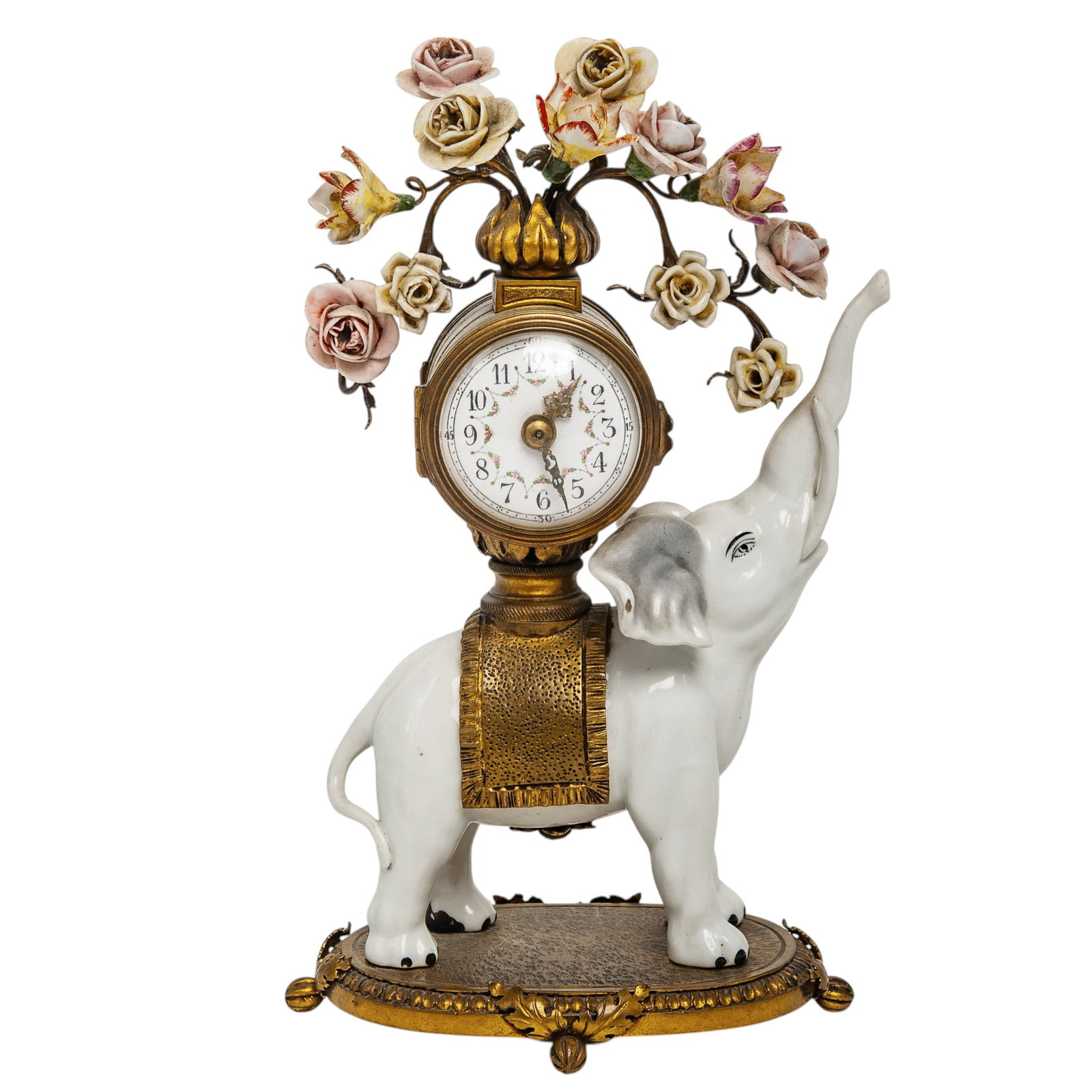 F. Pelissier Louis XV Rococo Ormolu & Porcelain Elephant Mantel Clock (1 of 13)