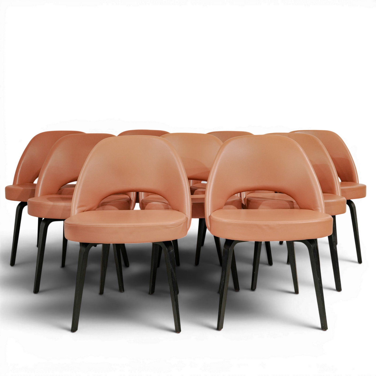 (10 pcs) Knoll Saarinen Executive Side Chairs: (10 pcs) Knoll Saarinen Executive Side Chairs Mid 20th-early 21st century A set of ten Knoll Saarinen executive side chairs. Leather upholstery. The Knoll Saarinen Executive Side Chair is the armless 