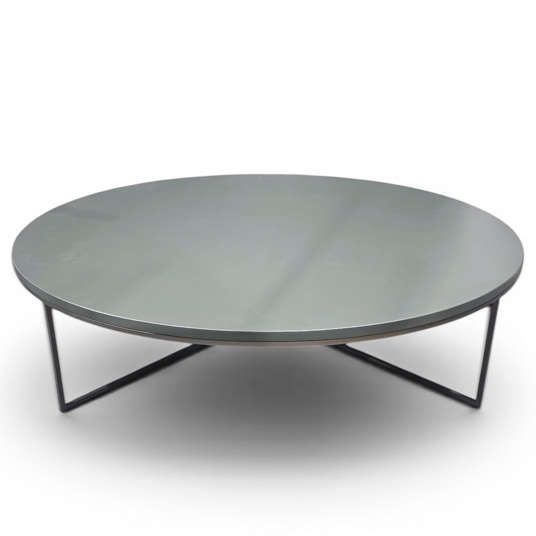 Minotti Low Coffee Table: Minotti Low Coffee Table 21st century A Minotti low, round coffee table. Marked H 10.75" x Diameter 47.5"