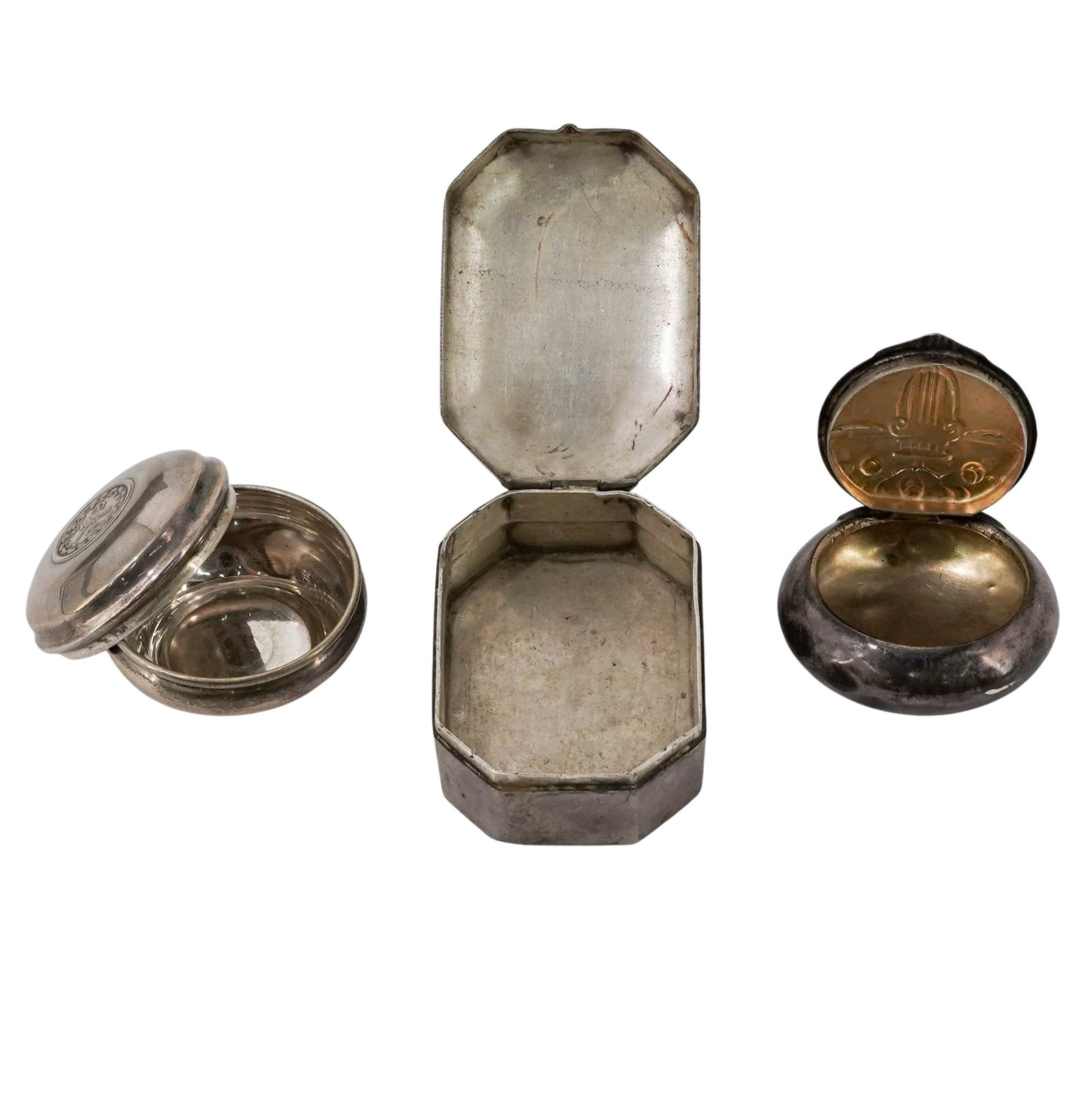 (3 pcs) Antique Silver Snuff Boxes - 3