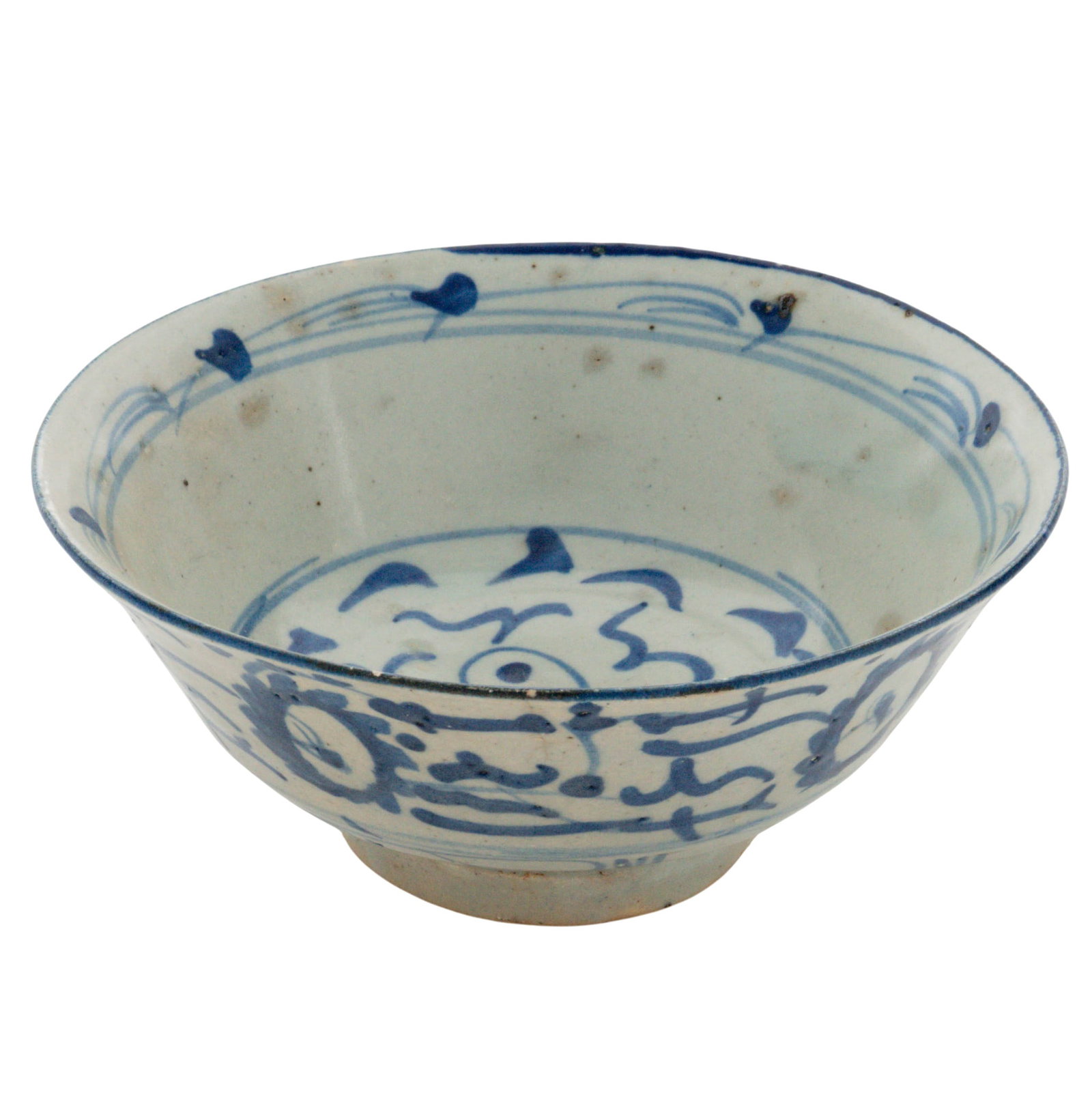 Antique Chinese Provincial Blue & White Porcelain Bowl: Antique Chinese Provincial Blue & White Porcelain Bowl Late 19th-early 20th century, Chinese Antique Chinese provincial blue and white porcelain bowl, traditionally classified as minyao (popular or fo
