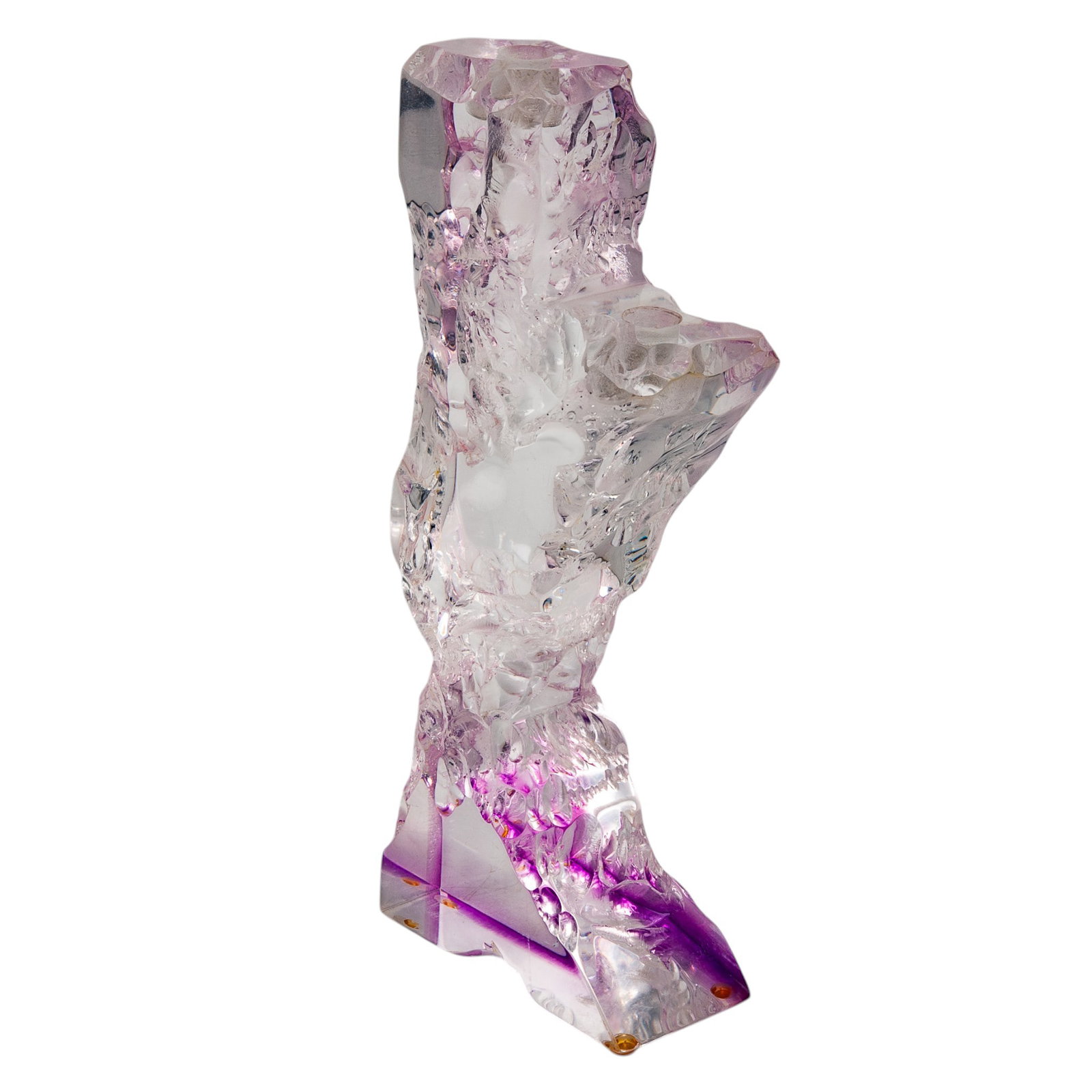 H. Studio "Shlomi Haziza" Abstract Lucite Sculptural Candle Holder: H. Studio "Shlomi Haziza" Abstract Lucite Sculptural Candle Holder 20th century, USA H. Studio (by Artist Shlomi Haziza) attributed large abstract lucite sculptural two-arm candle holder with a rough,