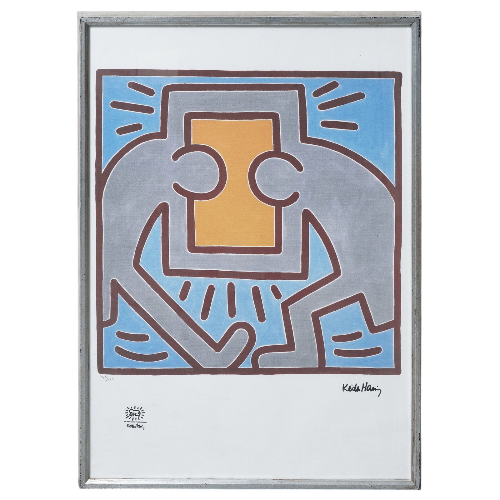 Haring (American, 1958-1990) Pop Art Offset Lithograph "Communication": Haring (American, 1958-1990) Pop Art Offset Lithograph "Communication" 20th century, USA Keith Haring Offset lithograph Print "Communication" is signed & numbered 76/150, a black stamp depicts Keith H