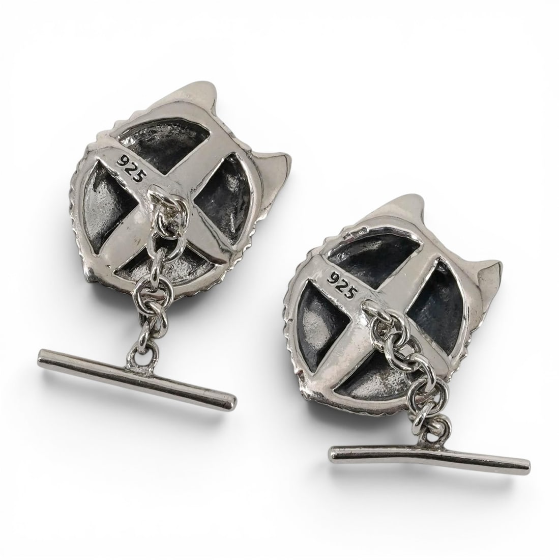Pair Sterling Silver & Ruby Fox Cufflinks - 2