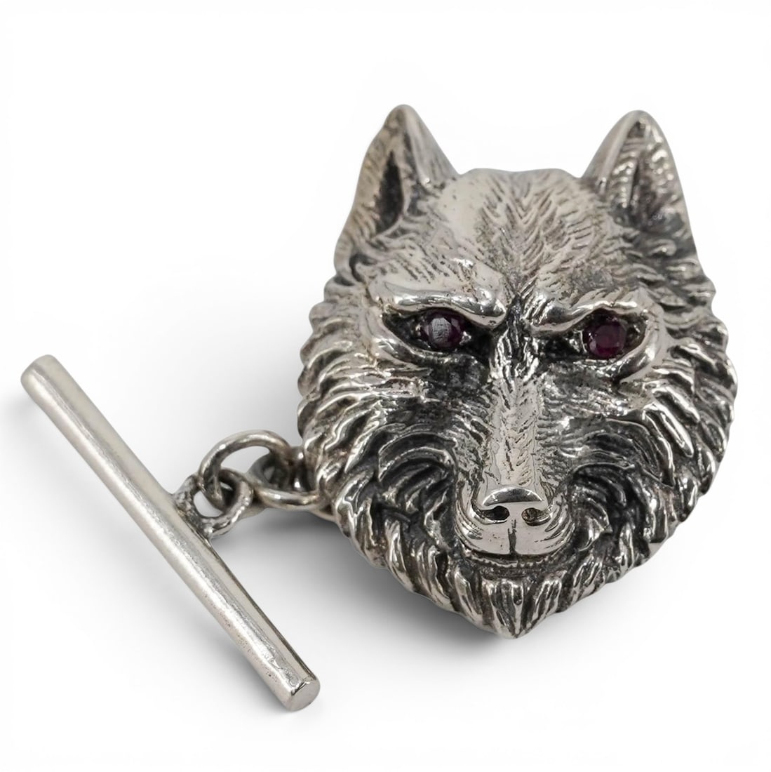 Pair Sterling Silver & Ruby Fox Cufflinks - 3