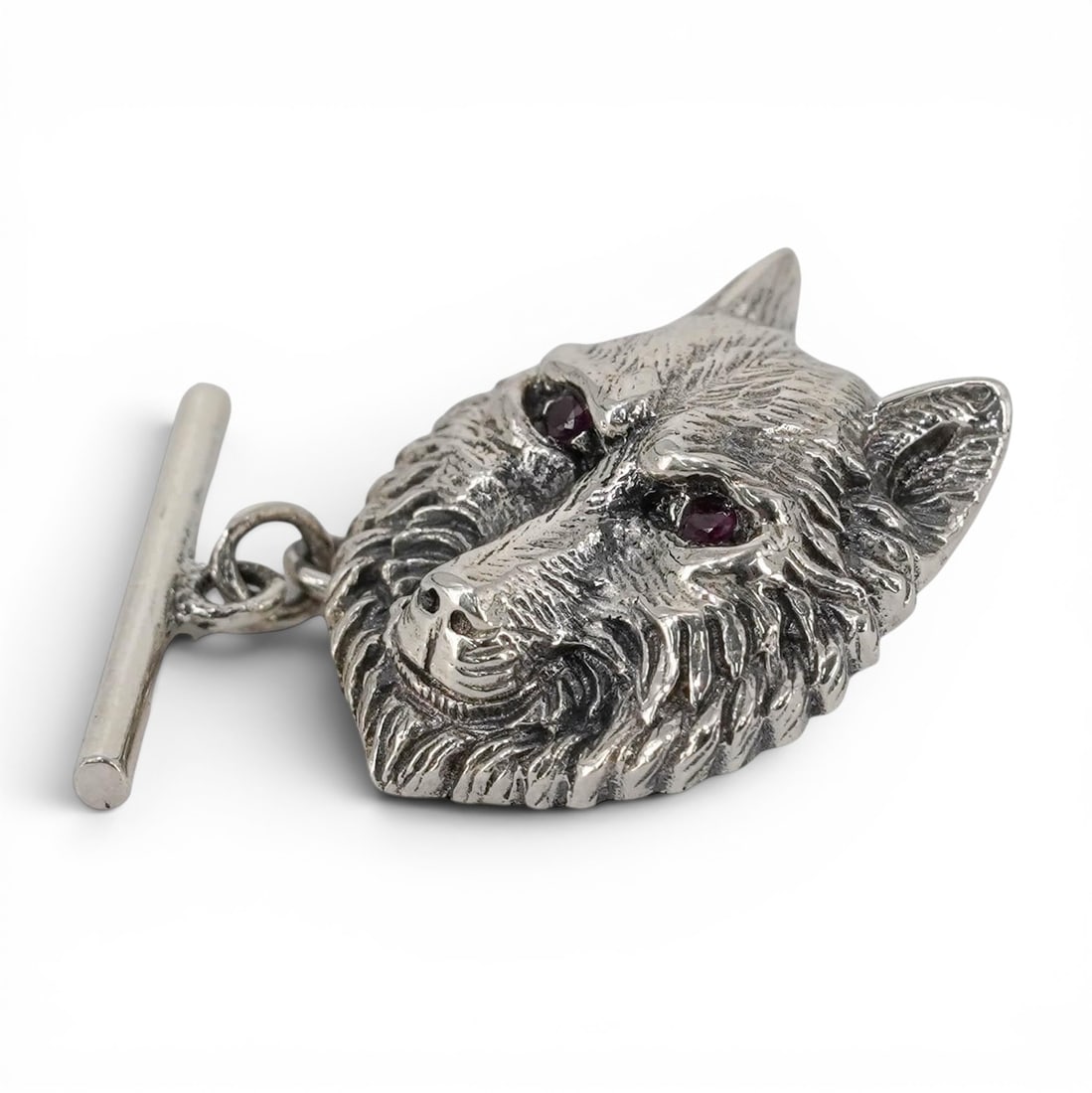 Pair Sterling Silver & Ruby Fox Cufflinks - 4