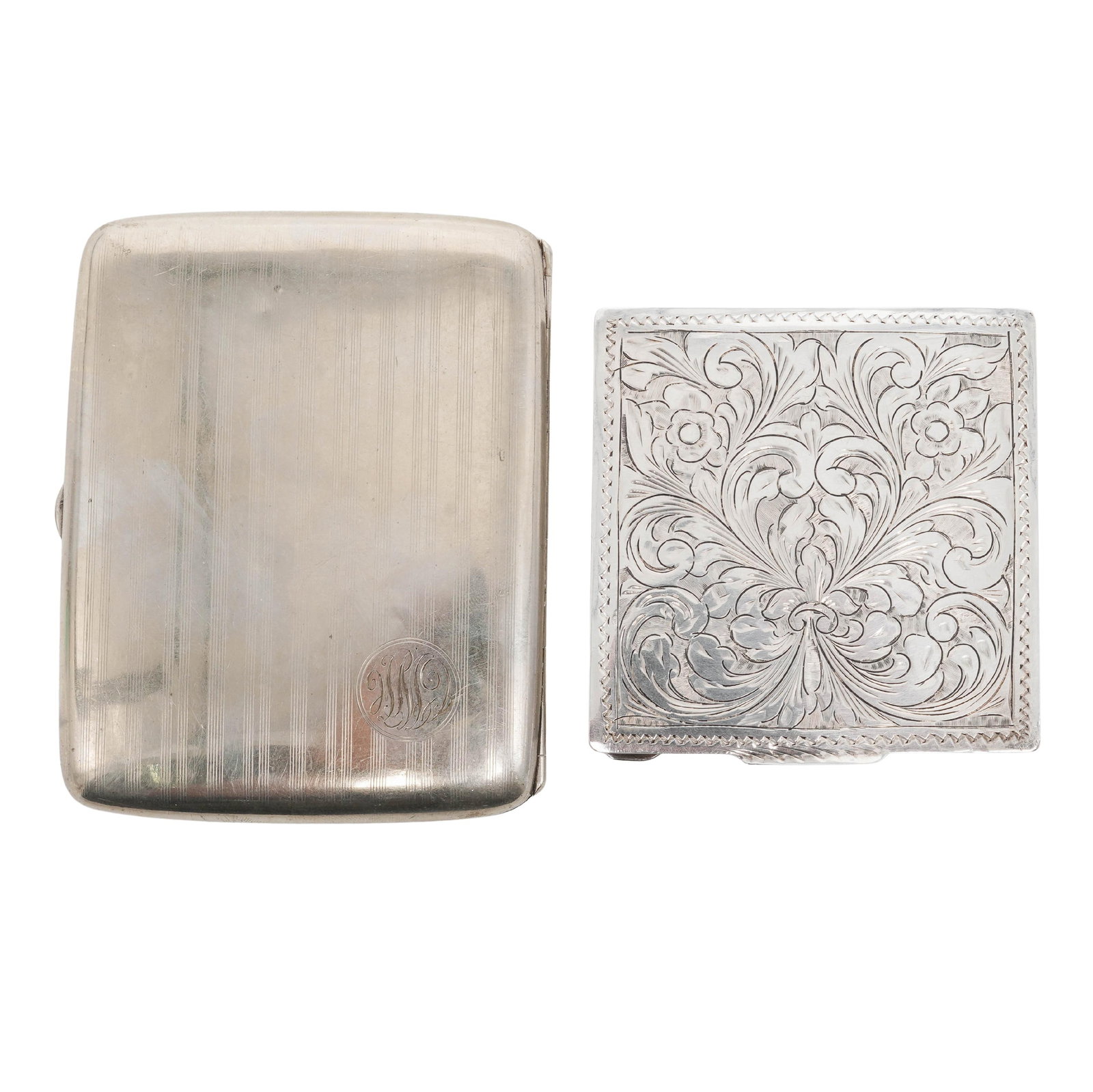 (2 pcs) Silver Plated Cigarette Cases (1 of 5)