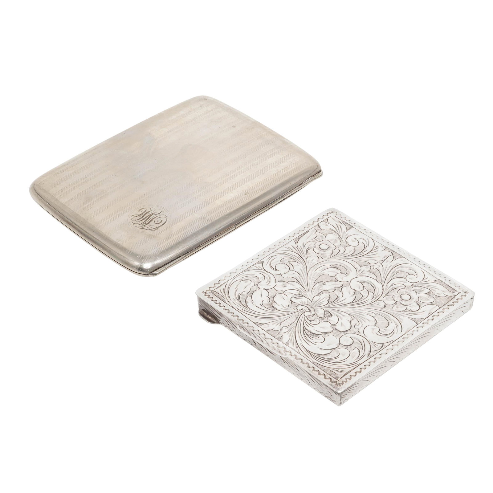 (2 pcs) Silver Plated Cigarette Cases - 2