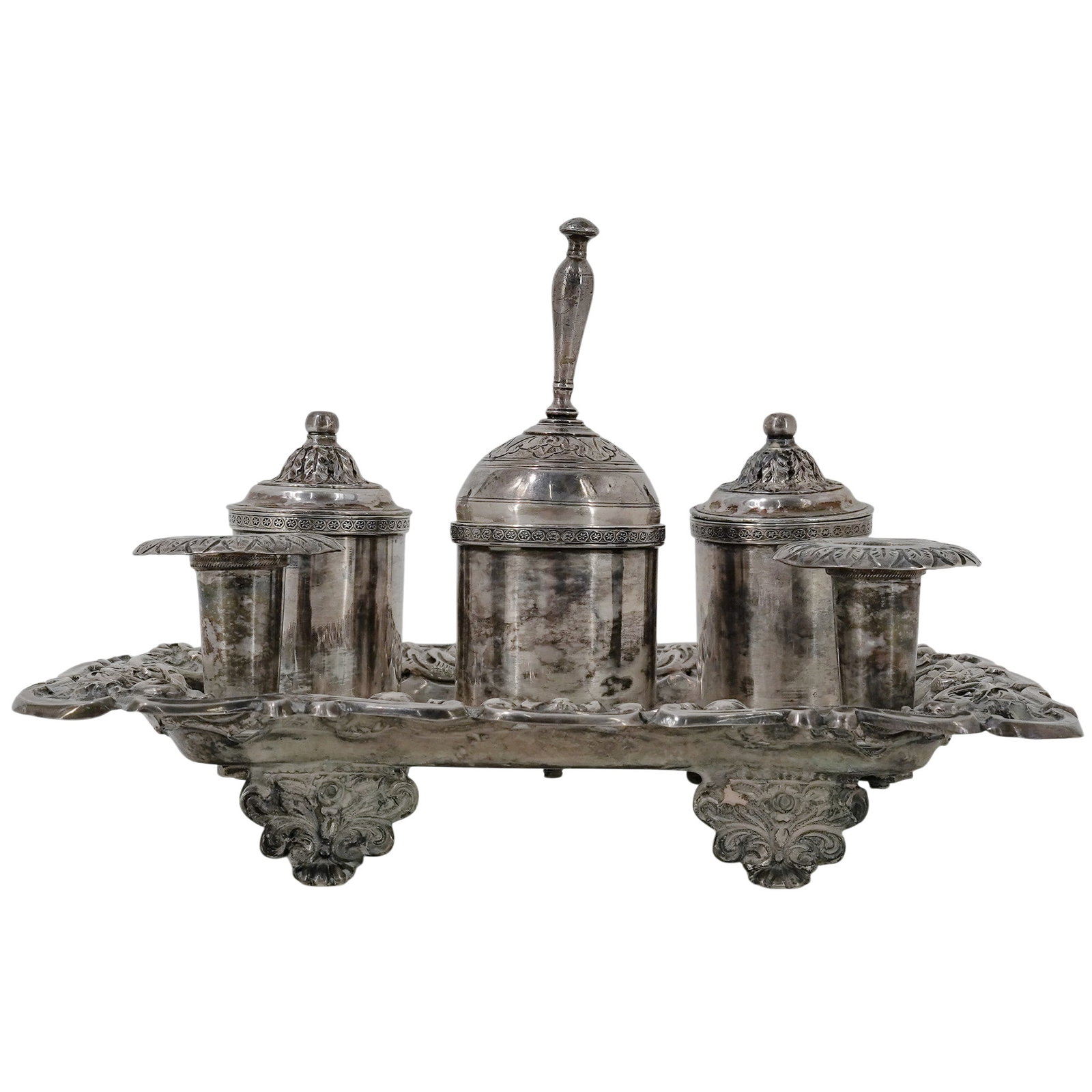 Antique Portuguese Silver Bedside Table Set - 2