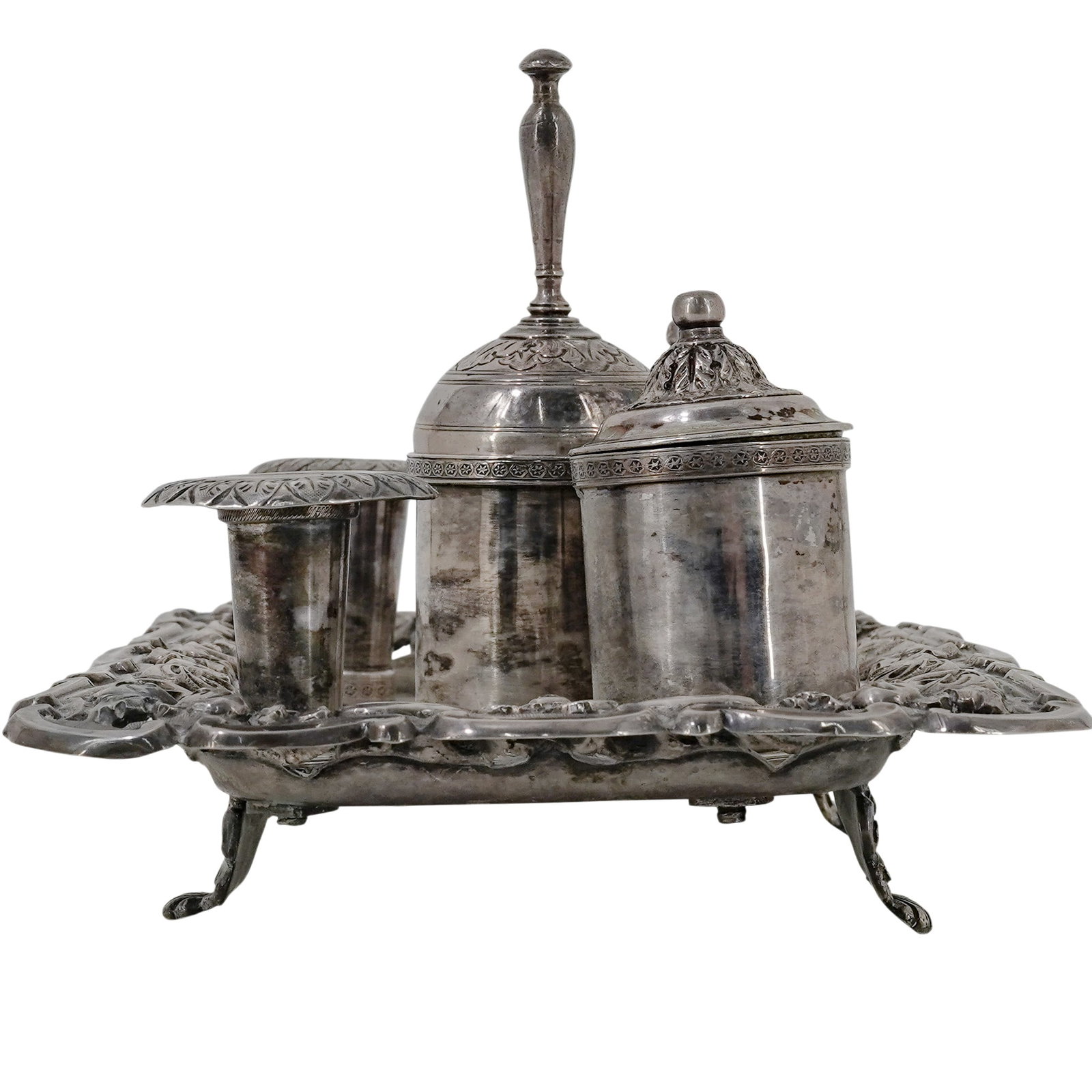 Antique Portuguese Silver Bedside Table Set - 3
