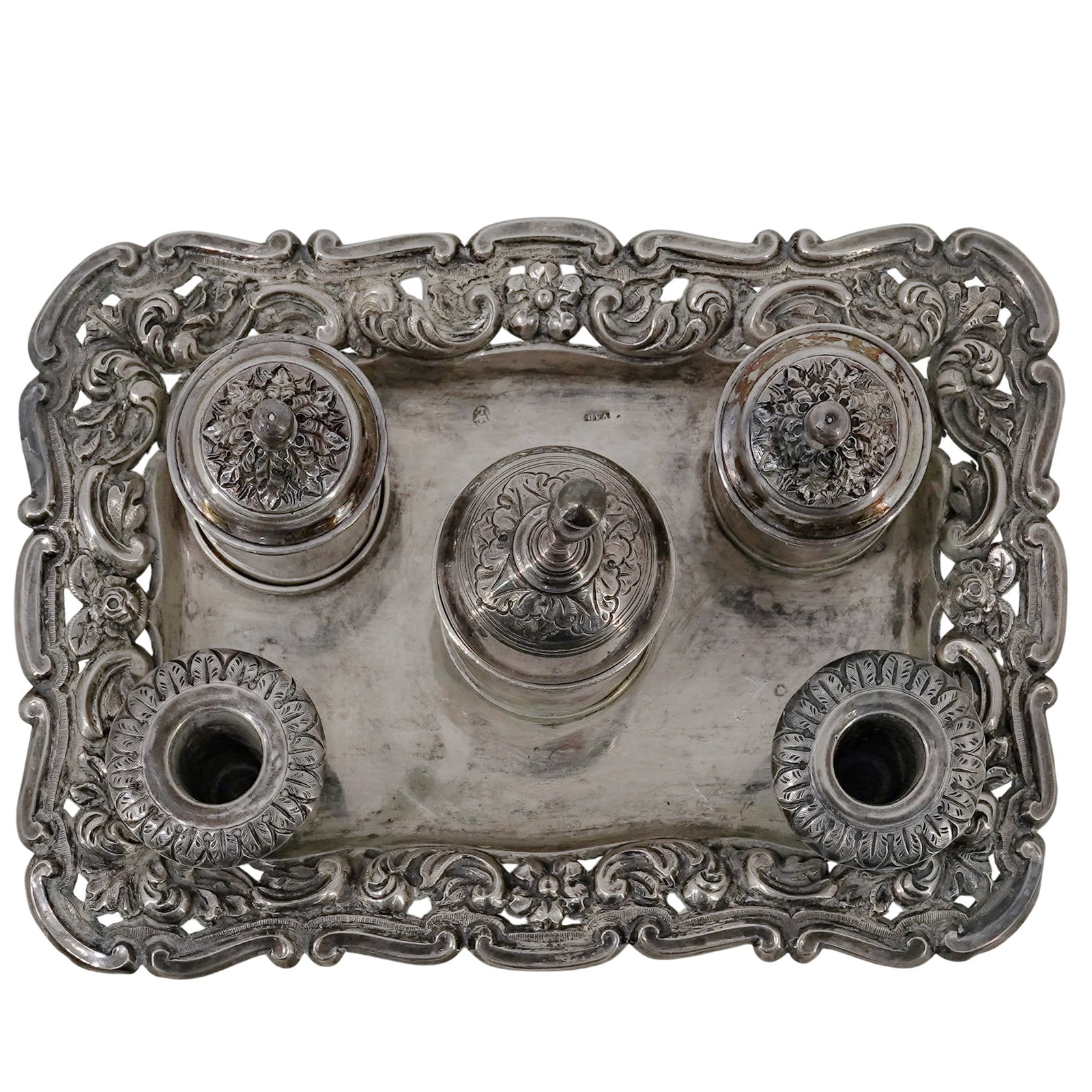 Antique Portuguese Silver Bedside Table Set - 4