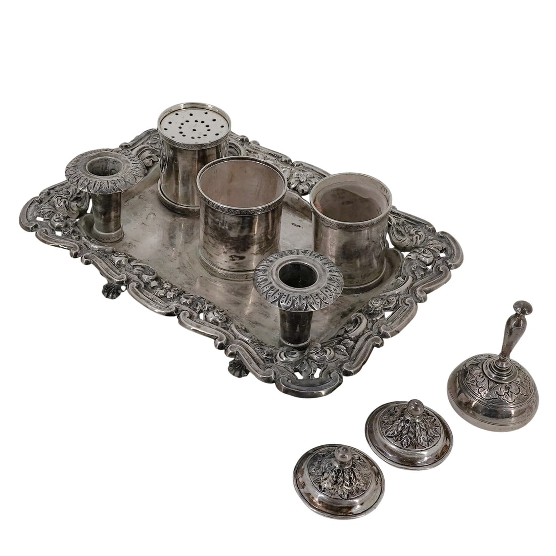 Antique Portuguese Silver Bedside Table Set - 7