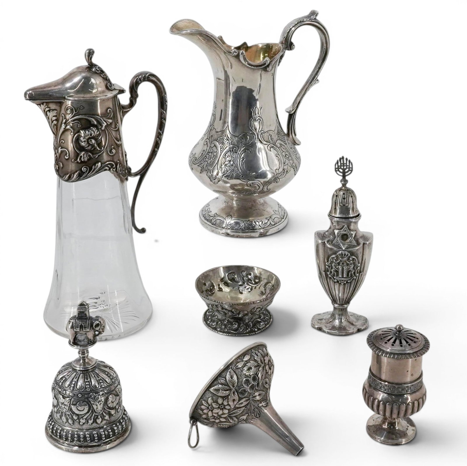 (7 pcs) Antique Sterling Silver Tableware