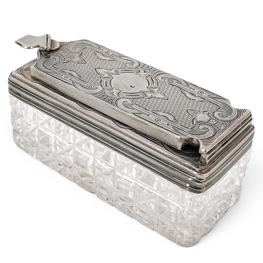 John Lawrence & Co. Victorian Sterling Silver Mounted Cut Crystal Box (1 of 7)