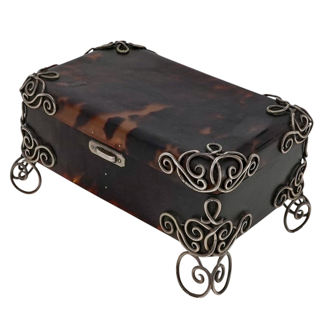 Antique English Asprey Tortoise Hued & Sterling Silver Box (1 of 12)