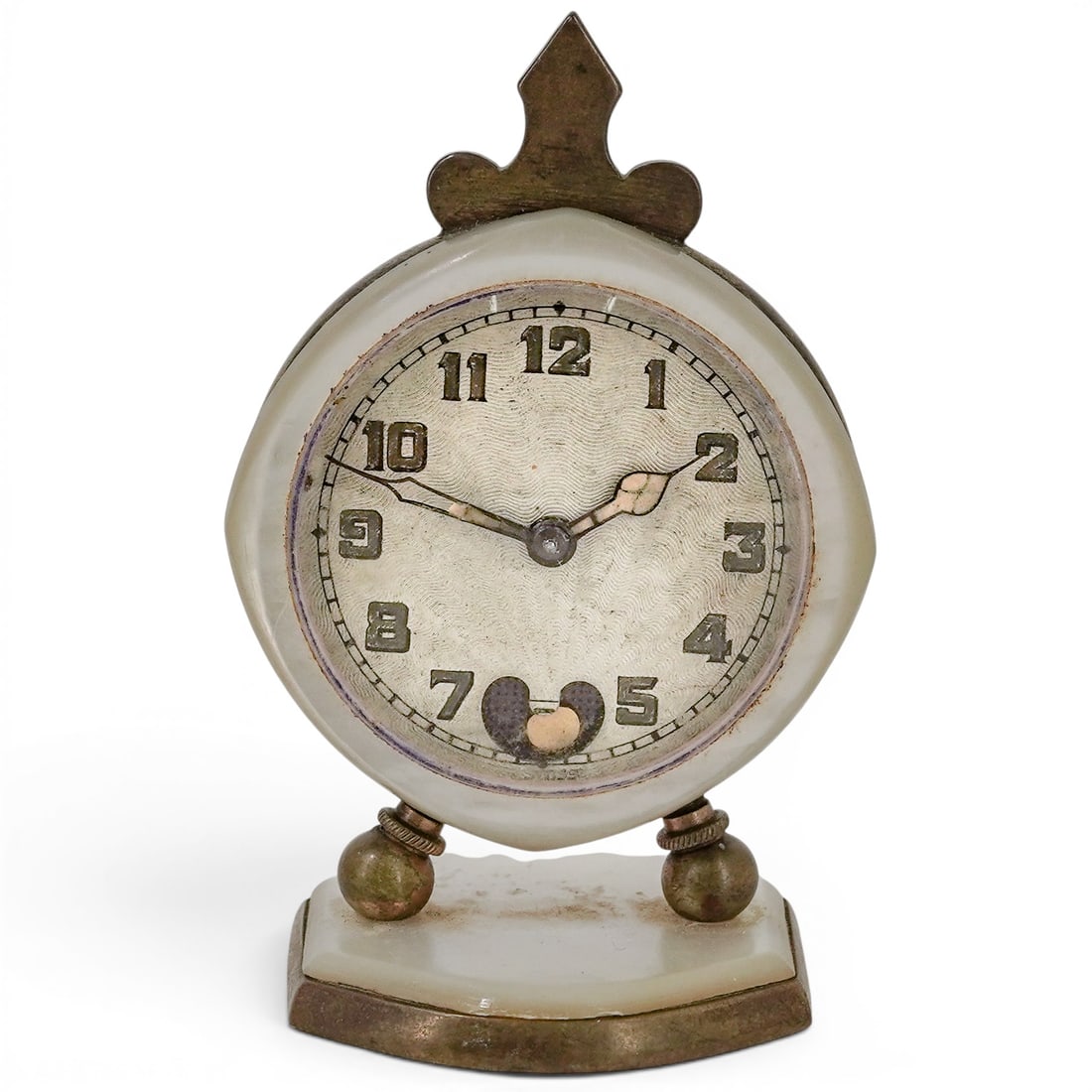Art Deco Brevet Mother-Of-Pearl & Brass Travel Clock (1 of 6)