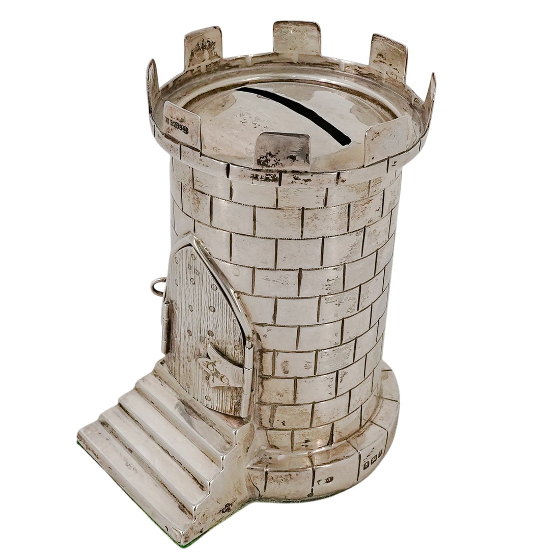 Antique English Sterling Silver "Castle Turret" Coin Bank (1 of 11)