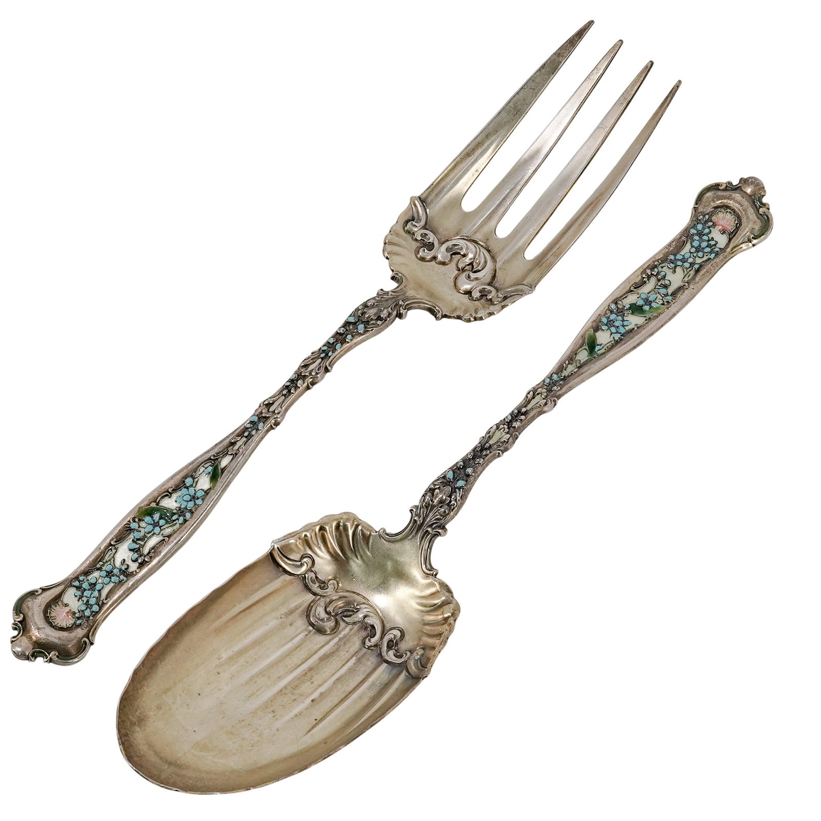 (2 pc) Whiting Manufacturing Co. Sterling & Enamel “Dresden?? Serving Set (1 of 6)