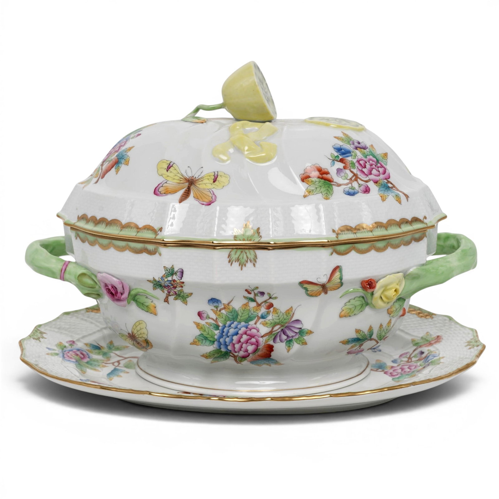 (2pc) Herend "Queen Victoria" Porcelain Tureen & Underplate (1 of 7)
