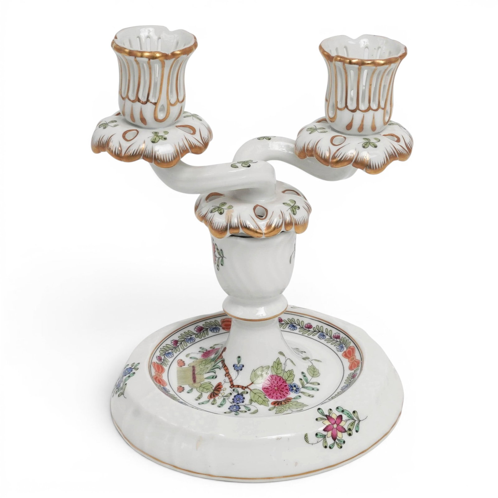 Herend Floral Basket Porcelain Candlestick (1 of 10)