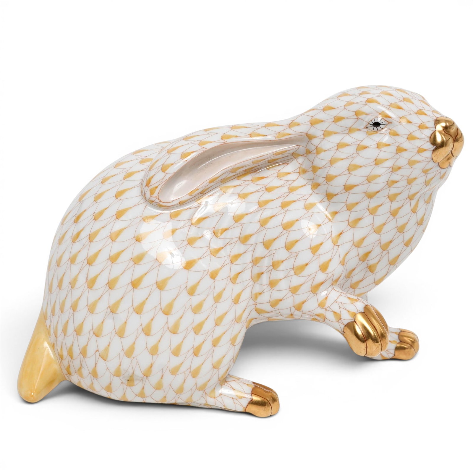 Herend Butterscotch Fishnet Porcelain Rabbit (1 of 6)