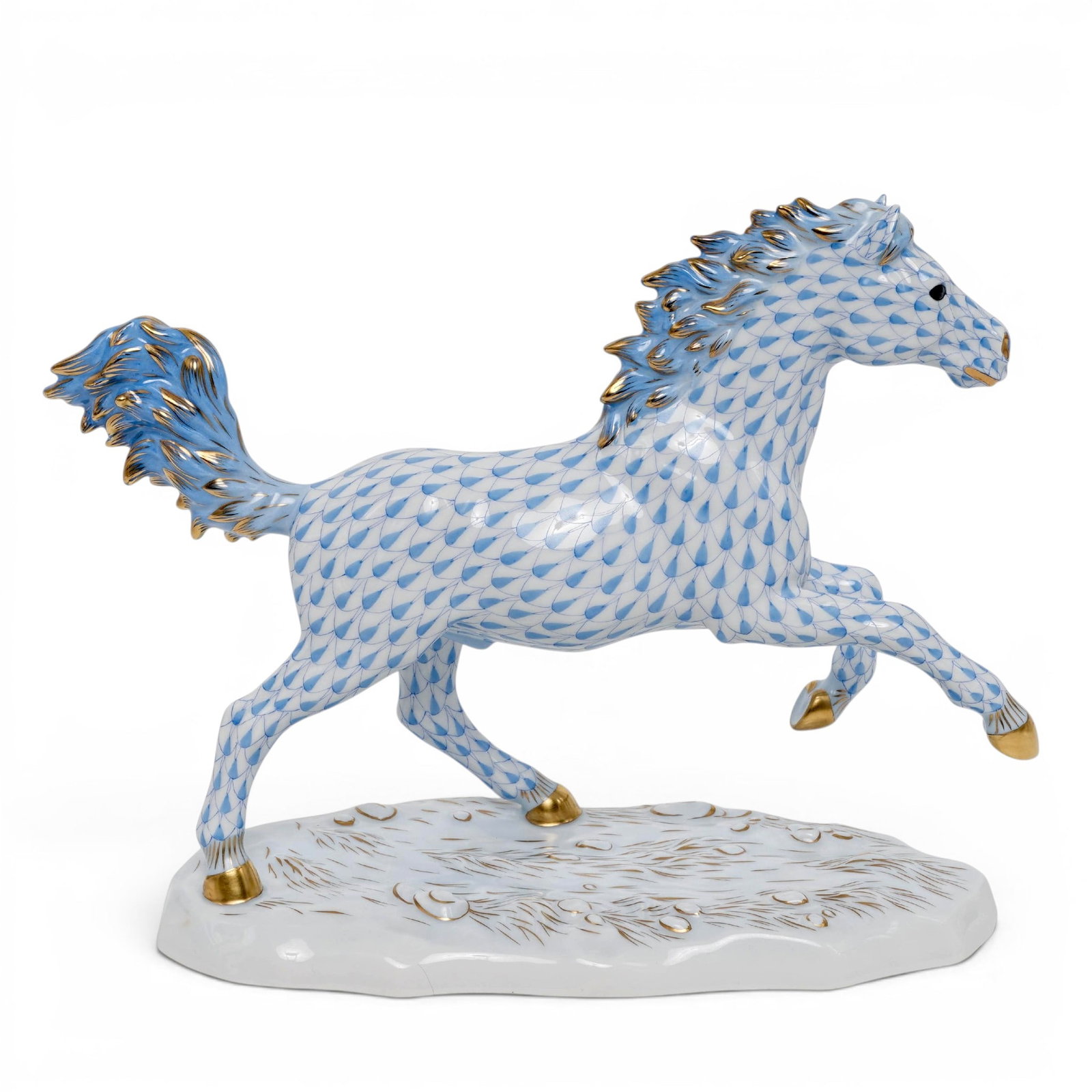 Herend "Kingdom Classic" Blue Fishnet Porcelain Stallion (1 of 10)