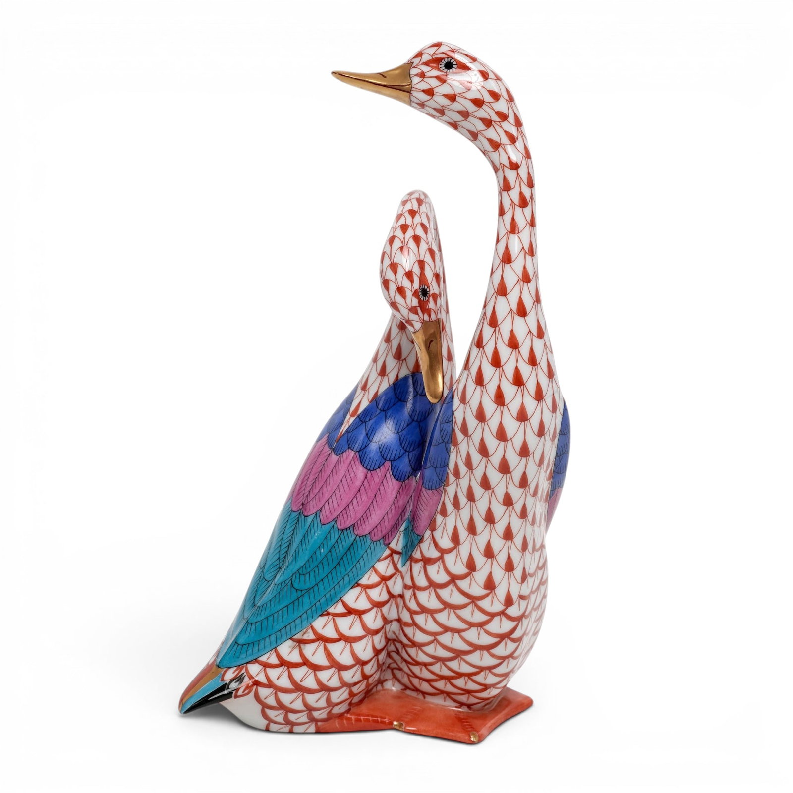 Herend Rust Fishnet Porcelain Geese (1 of 7)