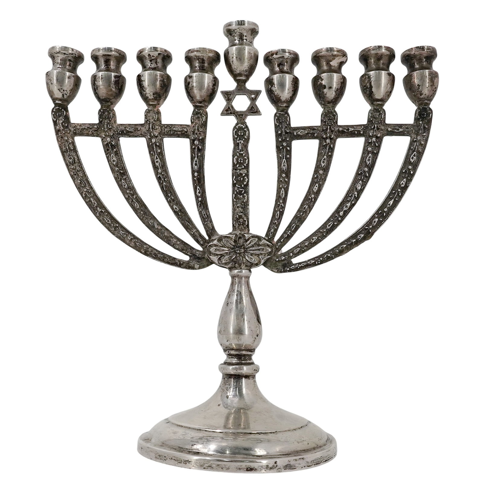 Antique Sterling Silver Judaica Hanukkah Menorah (1 of 7)