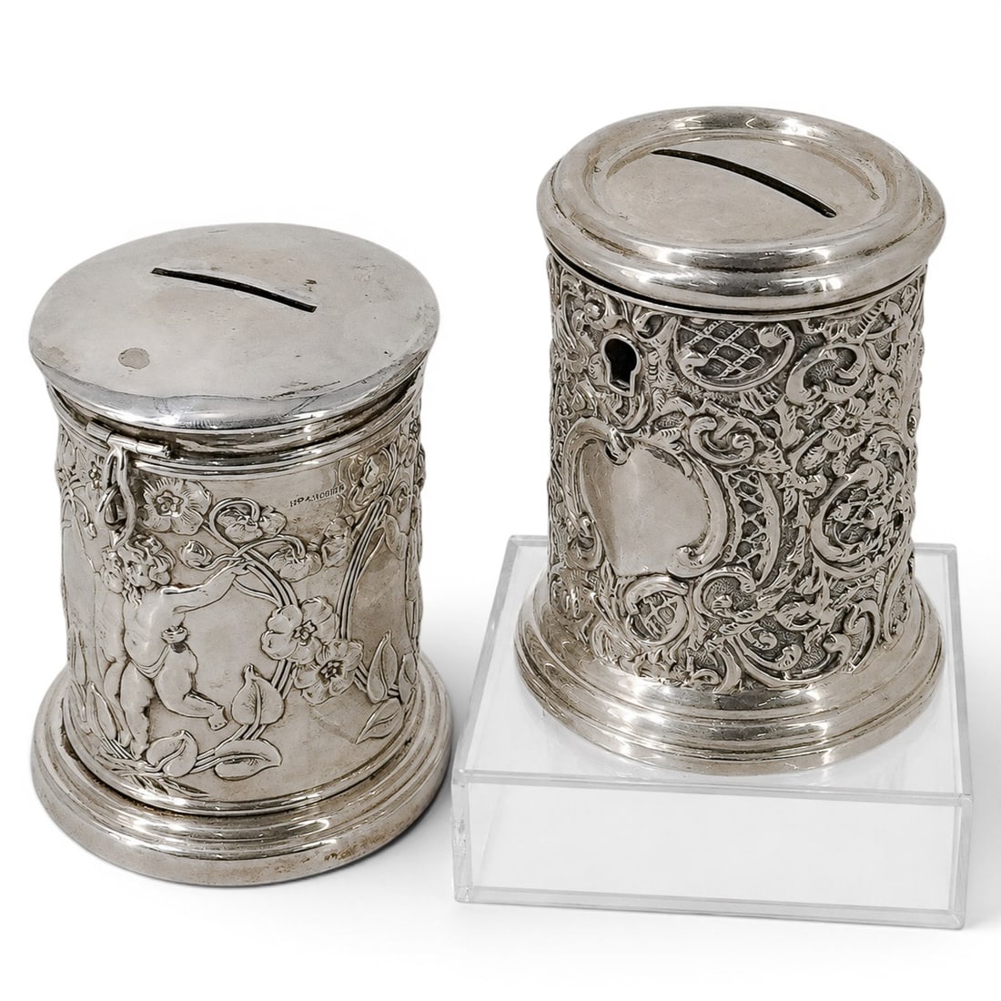 (2pc) Victorian English Art Nouveau Sterling Silver Banks (1 of 10)