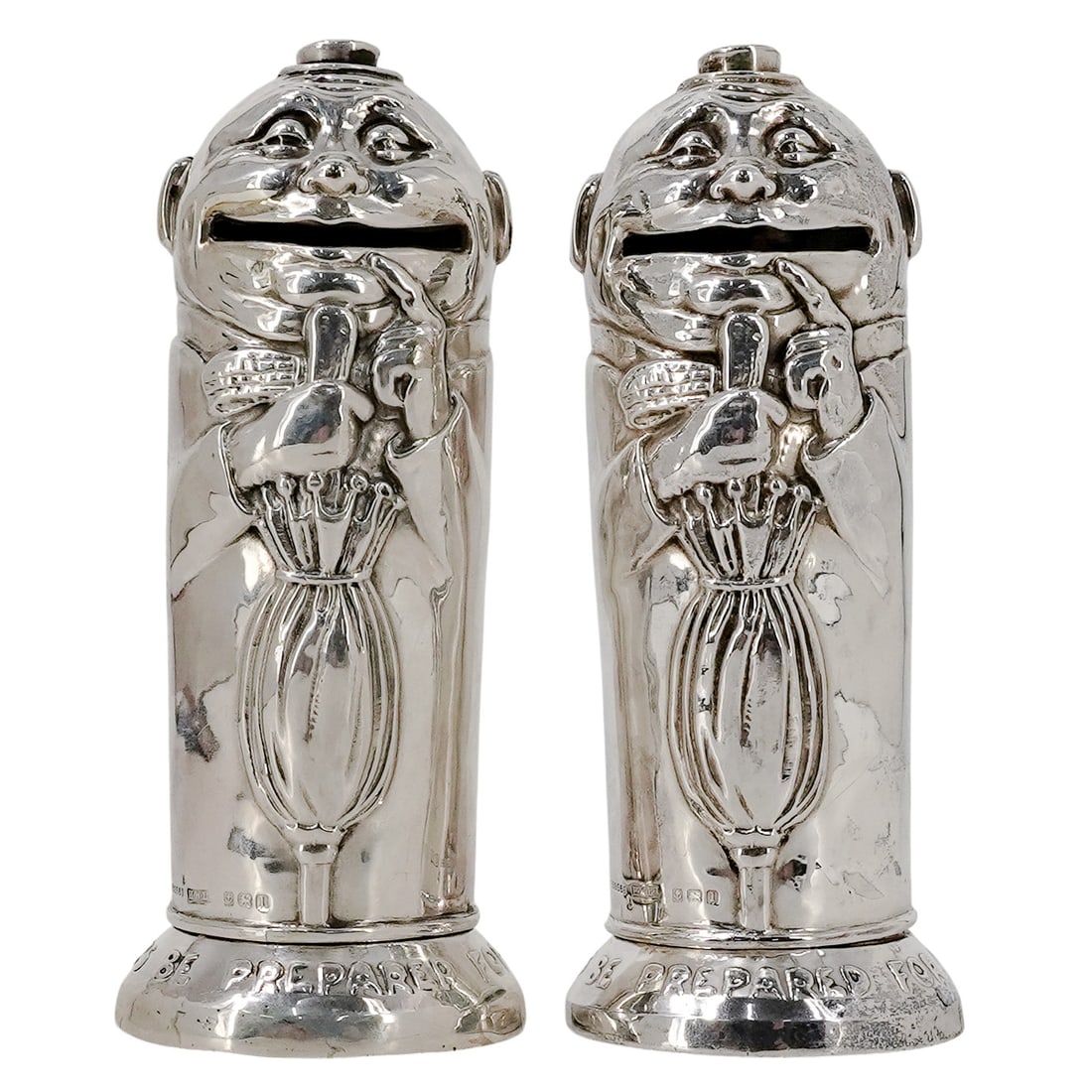 Henry Williamson Ltd. Pair Edwardian Novelty Silver Sterling Coin Banks (1 of 10)