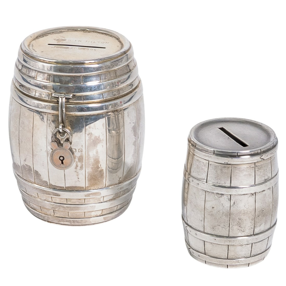 Sterling Silver Barrel Shaped Coin Boxes (1 of 6)