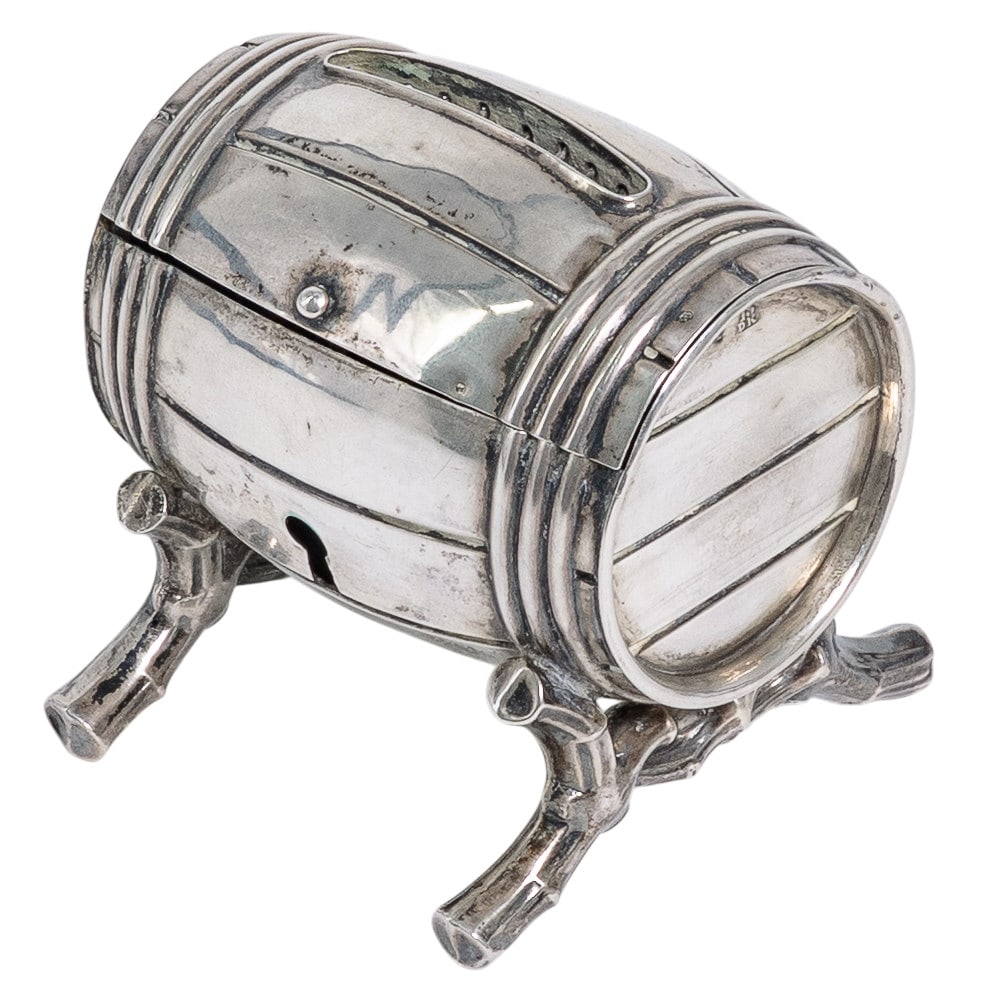 19th Cent. Dominikus Kott German Silver Coin Barrel Box (1 of 8)