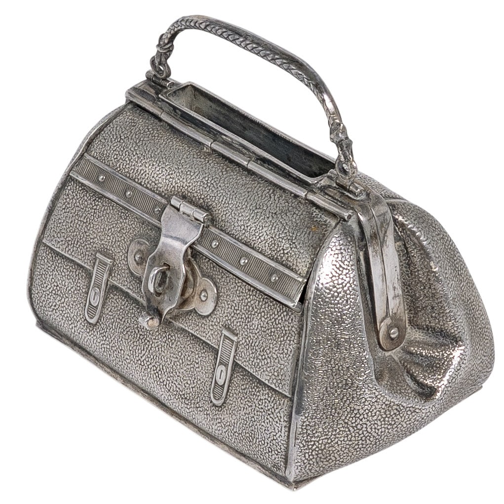 Antique 800 Silver Doctor's Bag Coin Bank/Tzedakah Box (1 of 8)