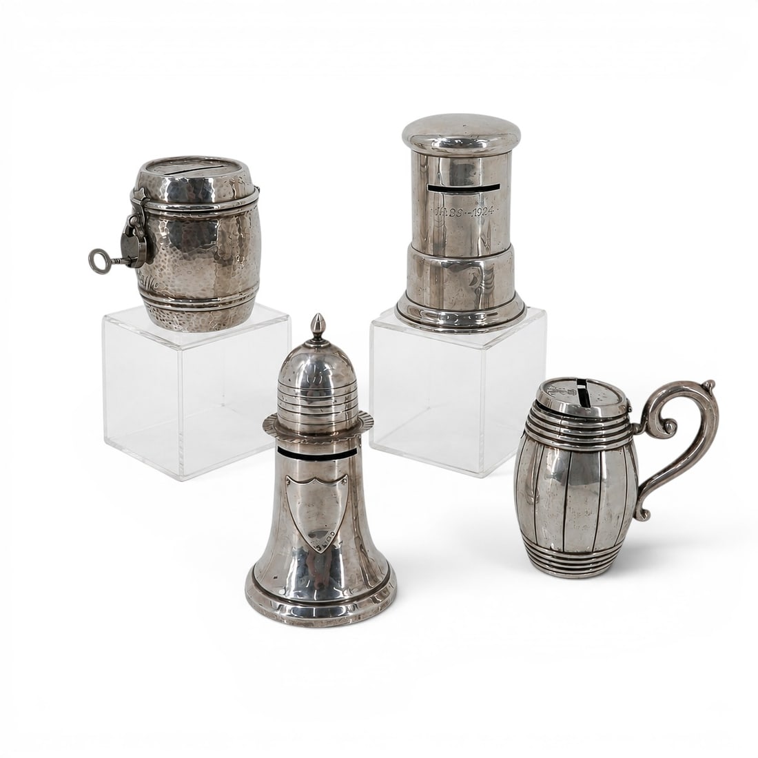 (4 pcs) Antique Sterling Silver Coin Boxes (1 of 9)