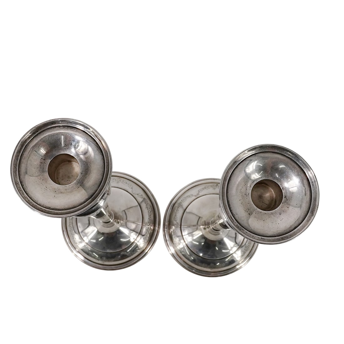 Pair Sterling Silver Neoclassical Candlesticks - 2