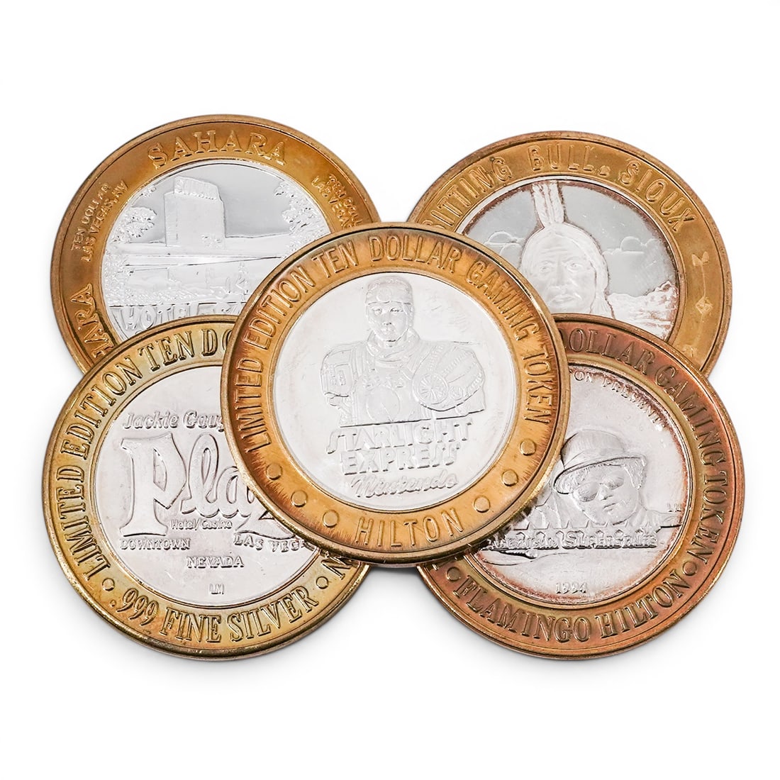 (5 pc) .999 Silver Vegas Gaming Coins (1 of 3)