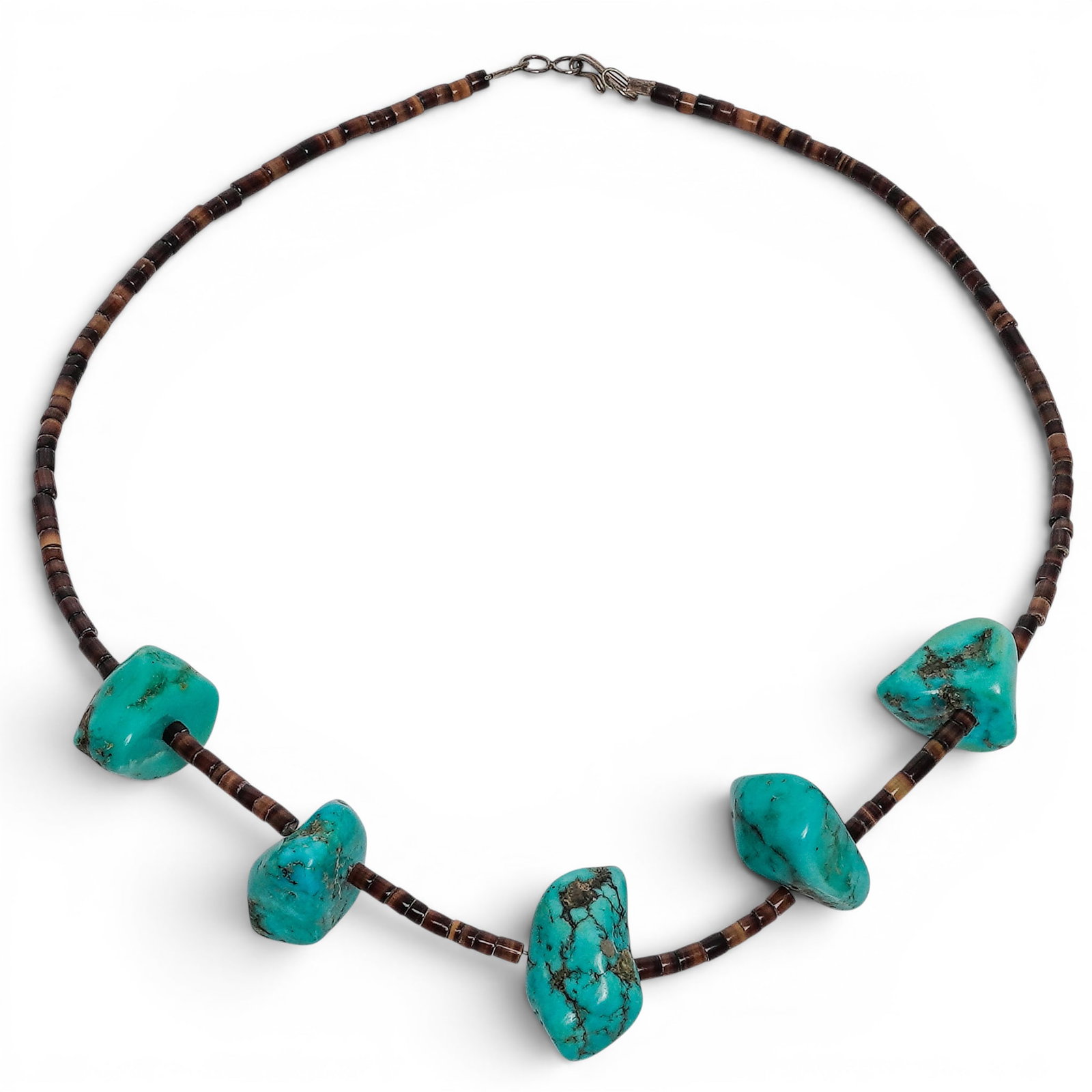Southwest Turquoise Nugget & Olive Shell Heishi Necklace (1 of 5)