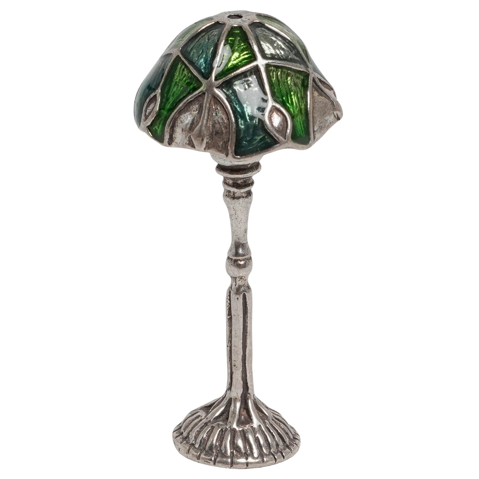 Tiffany Style 800 Silver & Enamel Miniature Lamp Figurine (1 of 6)