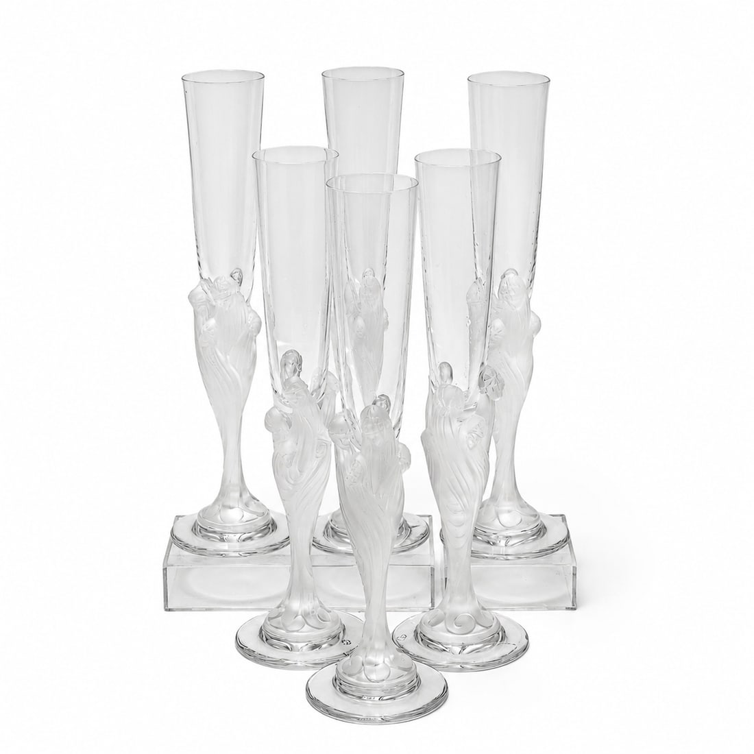 (6 pc) Erte "Flute Majestique" Crystal Champagne Flutes (1 of 9)