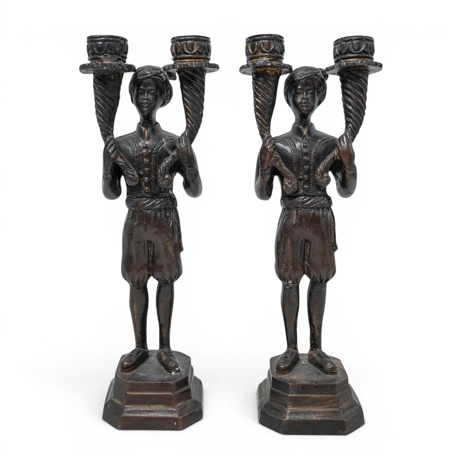 Pair of Bronze Blackamoor Soldier Candle Sticks (1 of 5)