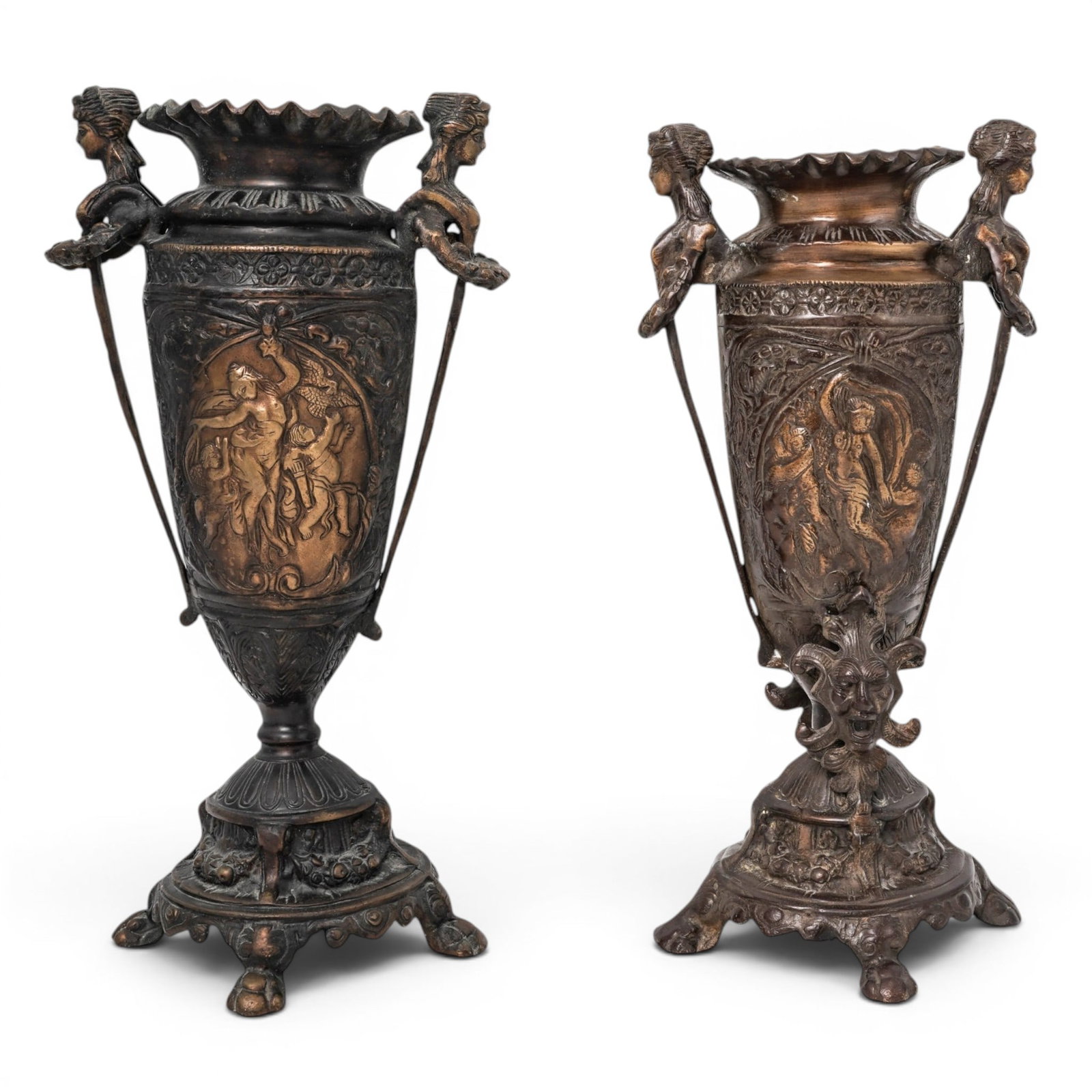 Pair of French Neoclassical Figural Bronze Vases (1 of 10)