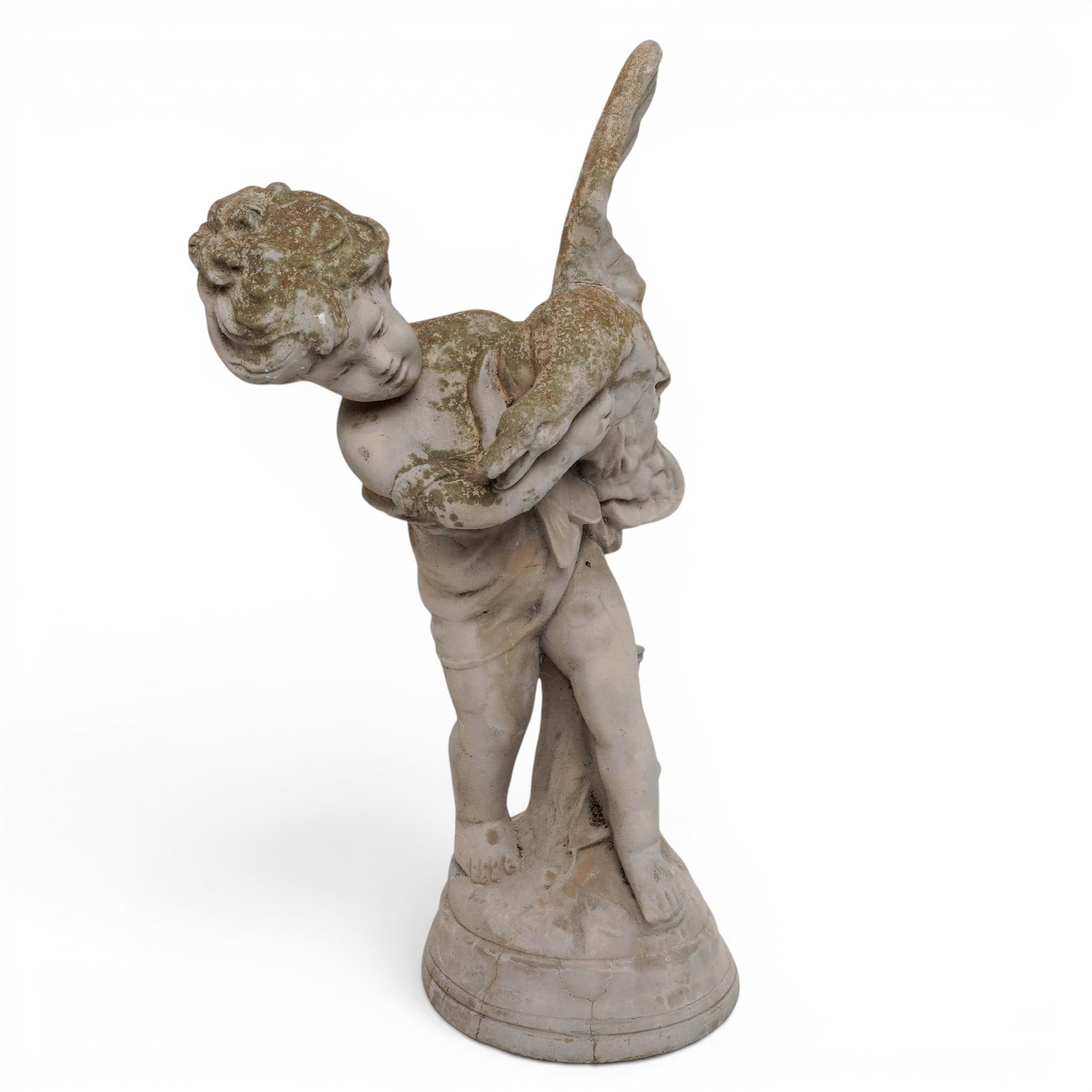 Cast Stone Child w/ Duck Garden Sculpture (1 of 14)