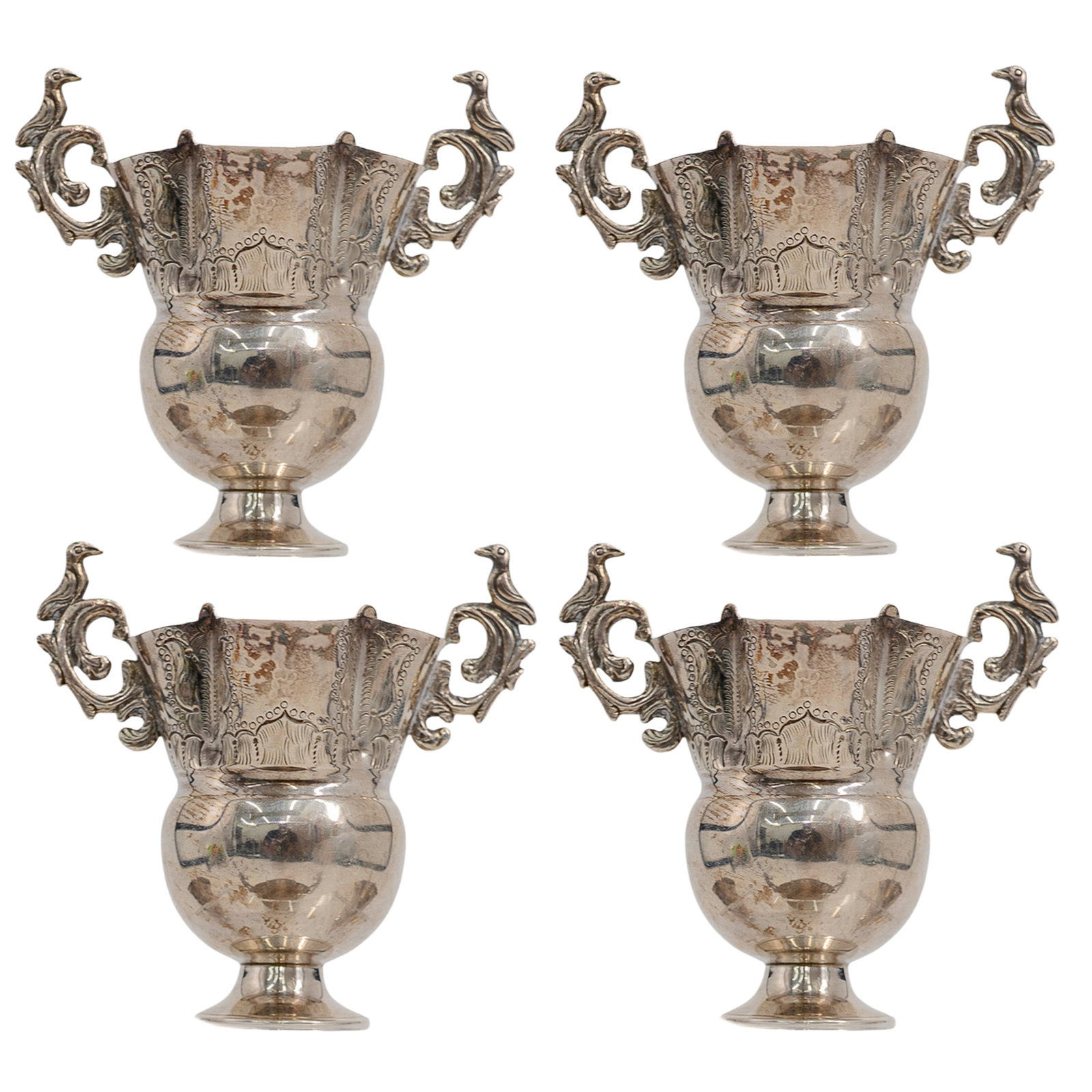 (4 pc) Antique Sterling Silver Figural Double-Handed Trophy Cups (1 of 6)
