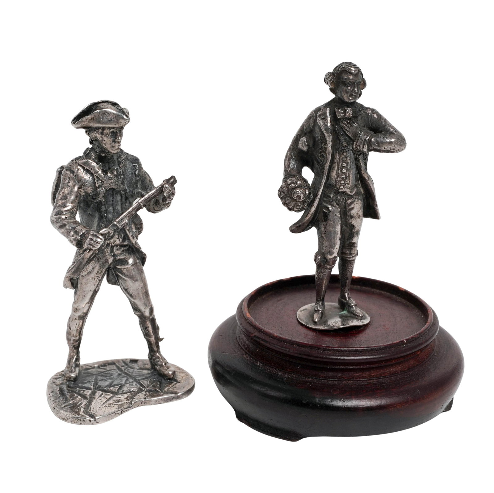 (2 pc) Antique Silver Colonia Era Male Figures (1 of 7)